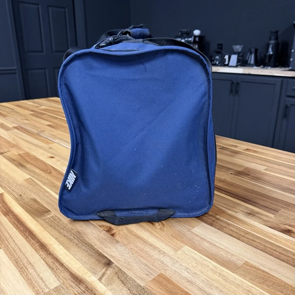 NIKE Blue Duffel Bag with Swoosh Logo Gym Travel Sports Long Strap